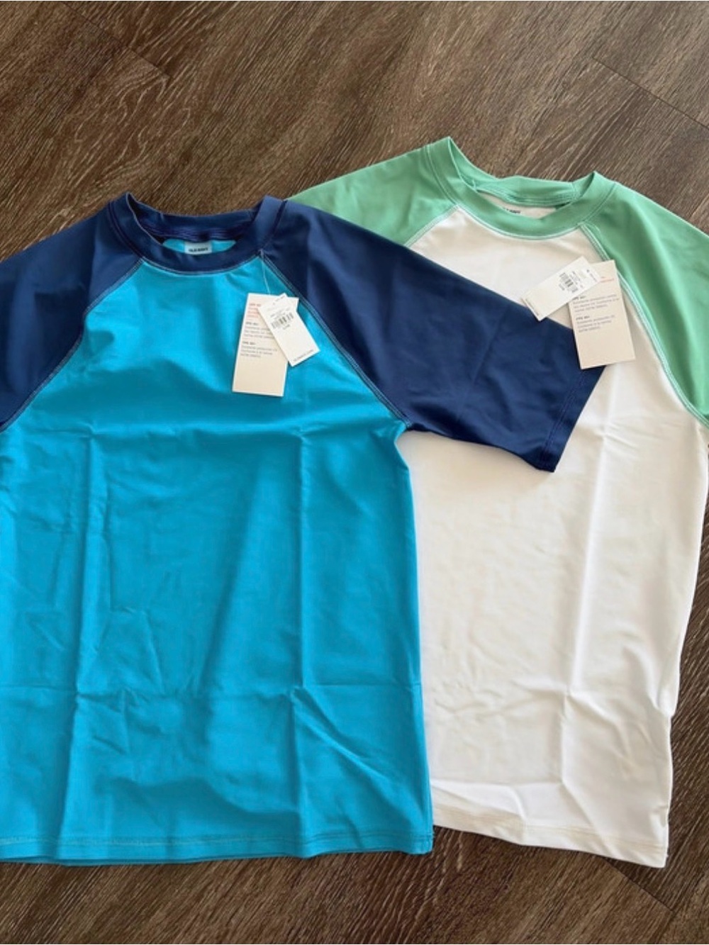 2 short sleeve Rashguard swim tops for boys